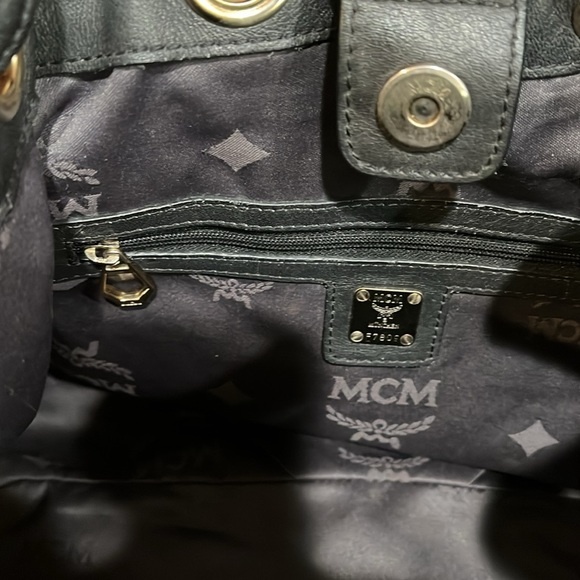 MCM EUC  Visetos Leather Drawstring Bucket Bag